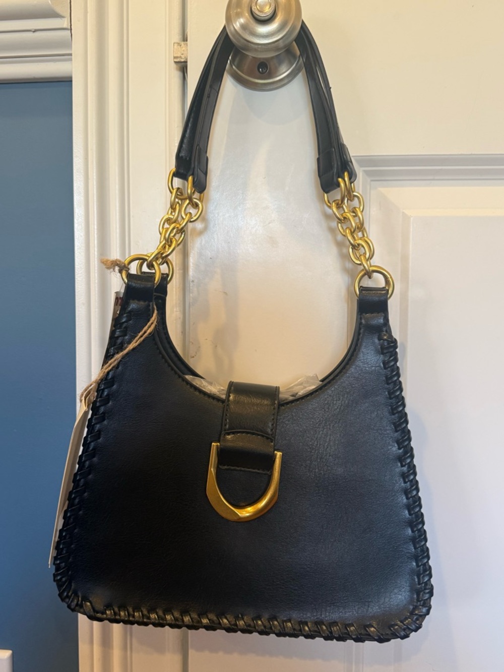 NWT Black Vegan Leather Shoulder Bag